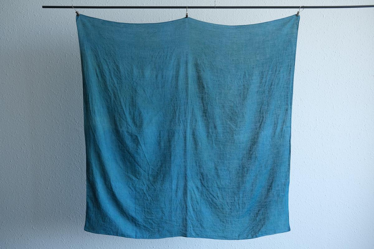 【1点限定】草木染め×本藍染め麻風呂敷 柘榴（ざくろ）×本藍