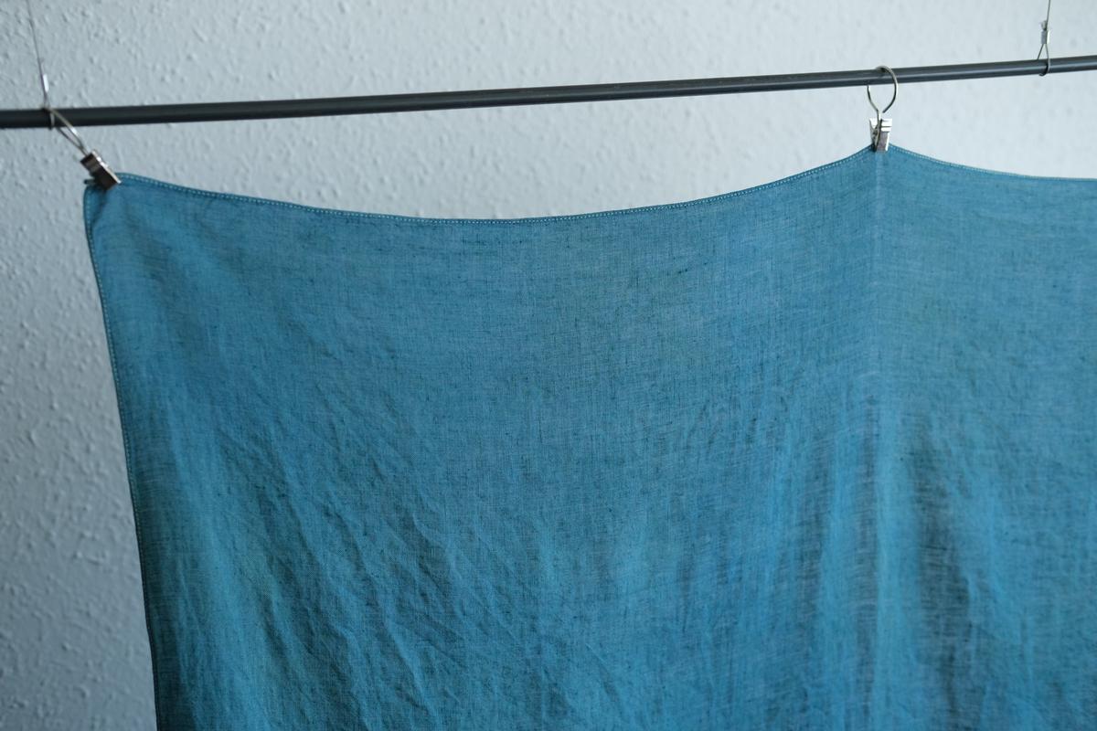 【1点限定】草木染め×本藍染め麻風呂敷 柘榴（ざくろ）×本藍