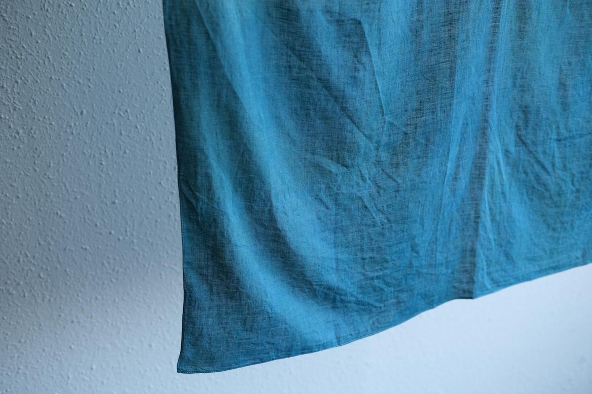 【1点限定】草木染め×本藍染め麻風呂敷 柘榴（ざくろ）×本藍