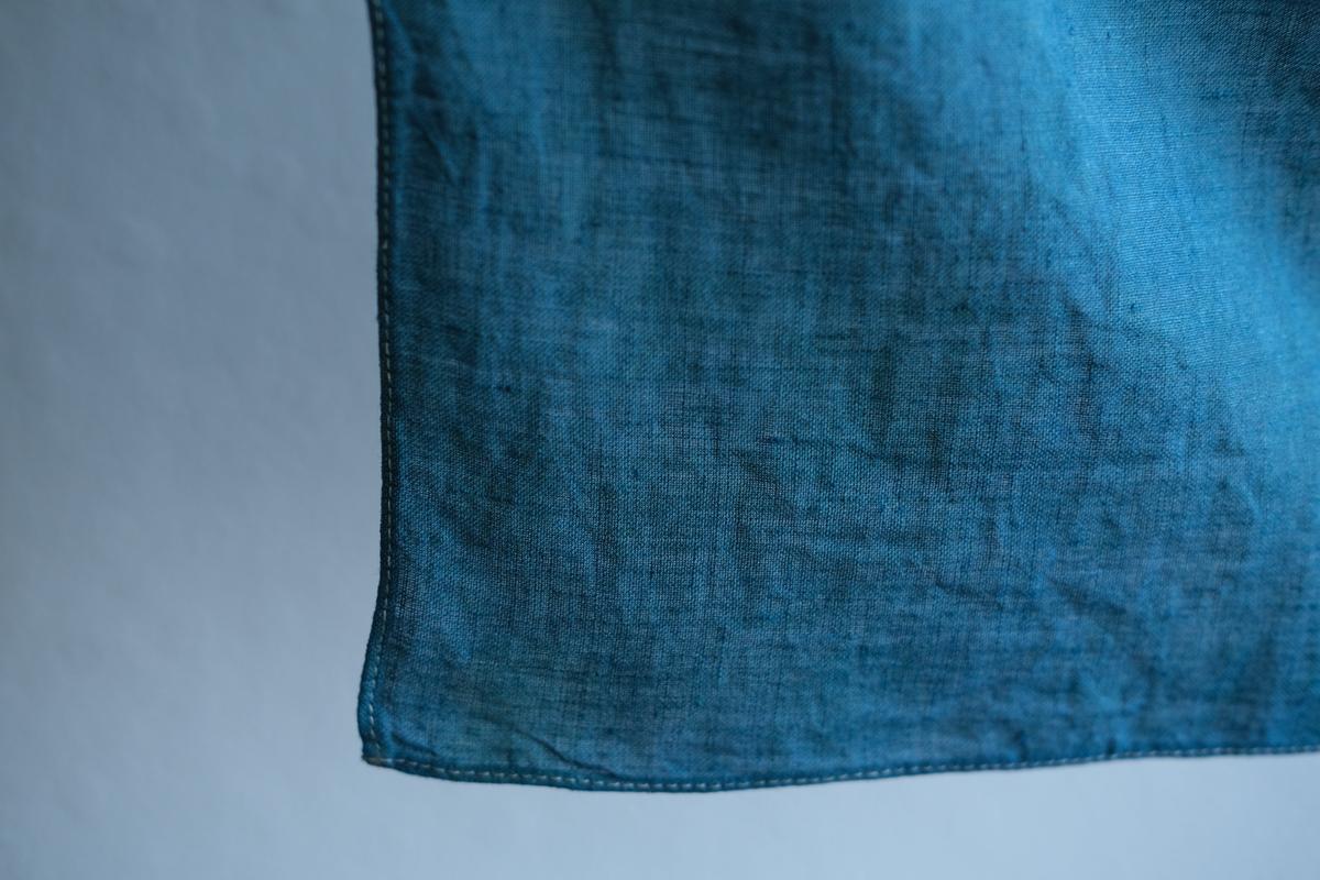 【1点限定】草木染め×本藍染め麻風呂敷 柘榴（ざくろ）×本藍