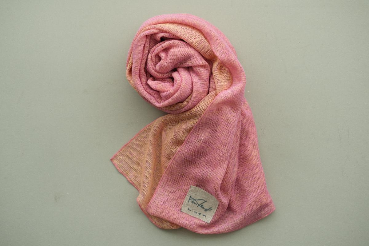 リネンニットストール｜ベルフラワー×コーラルピンク