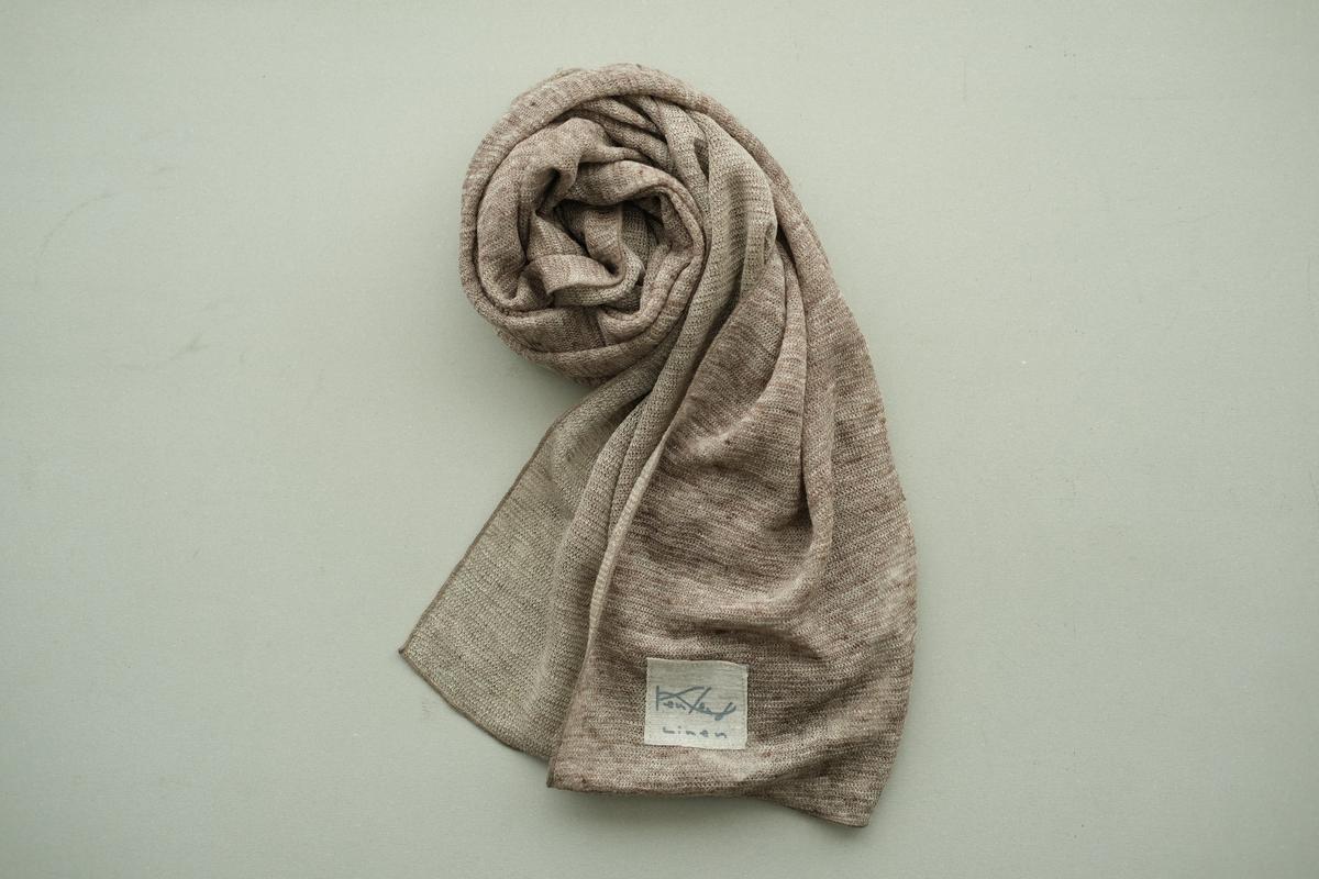 リネンニットストール｜ダークブラウン×ナチュラル