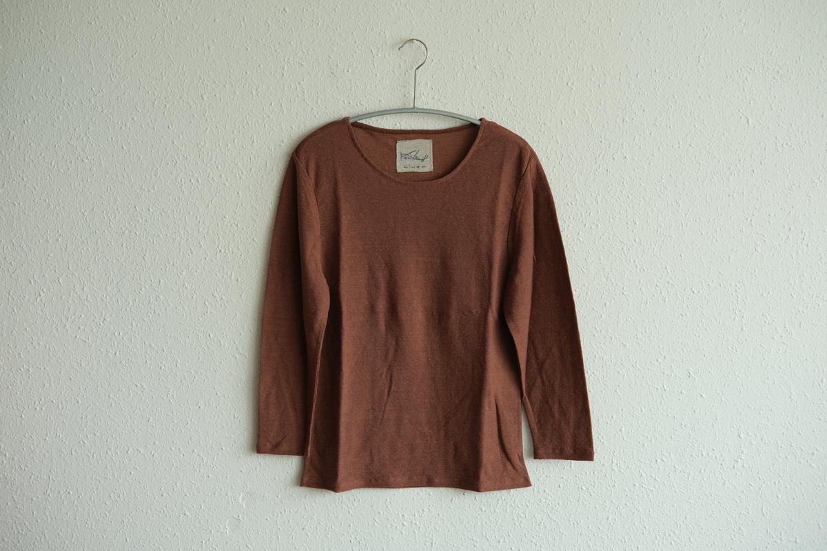 リネンコットンアンダーウェア7分袖｜レディース｜ミルクティー