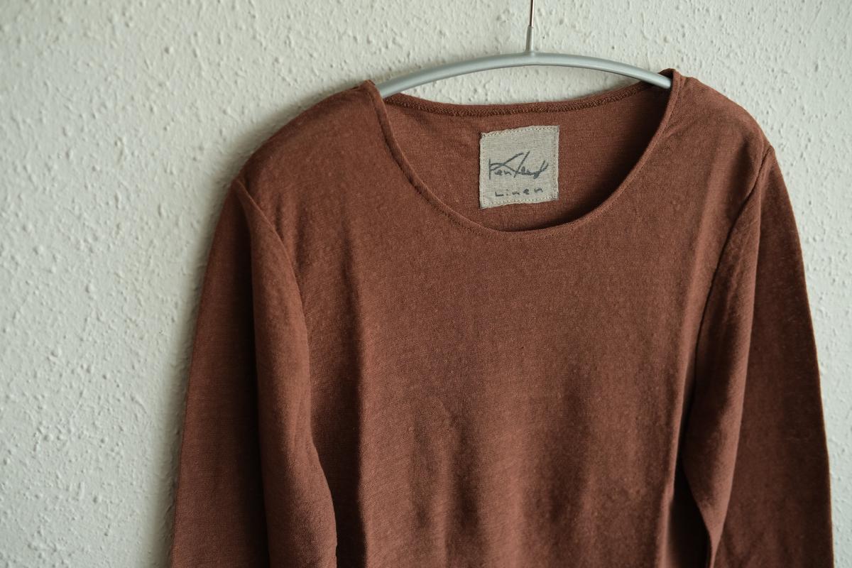 リネンコットンアンダーウェア7分袖｜レディース｜ミルクティー