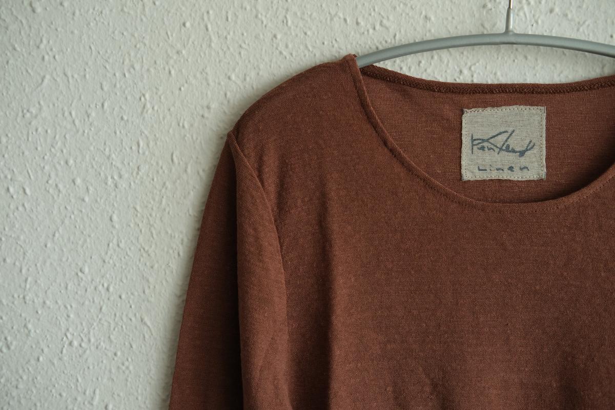 リネンコットンアンダーウェア7分袖｜レディース｜ミルクティー