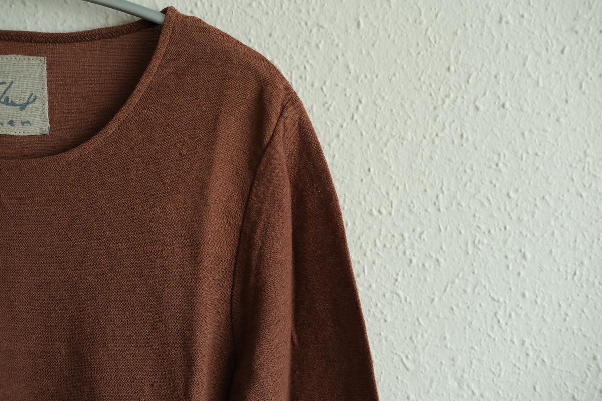 リネンコットンアンダーウェア7分袖｜レディース｜ミルクティー