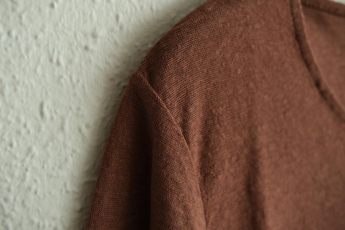 リネンコットンアンダーウェア7分袖｜レディース｜ミルクティー