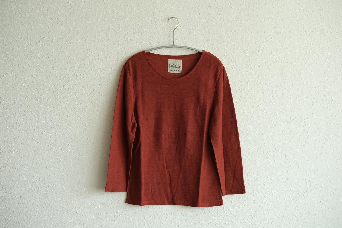 リネンコットンアンダーウェア7分袖｜レディース｜コッパーレッド