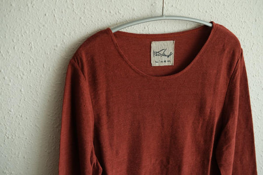 リネンコットンアンダーウェア7分袖|レディース|コッパーレッド