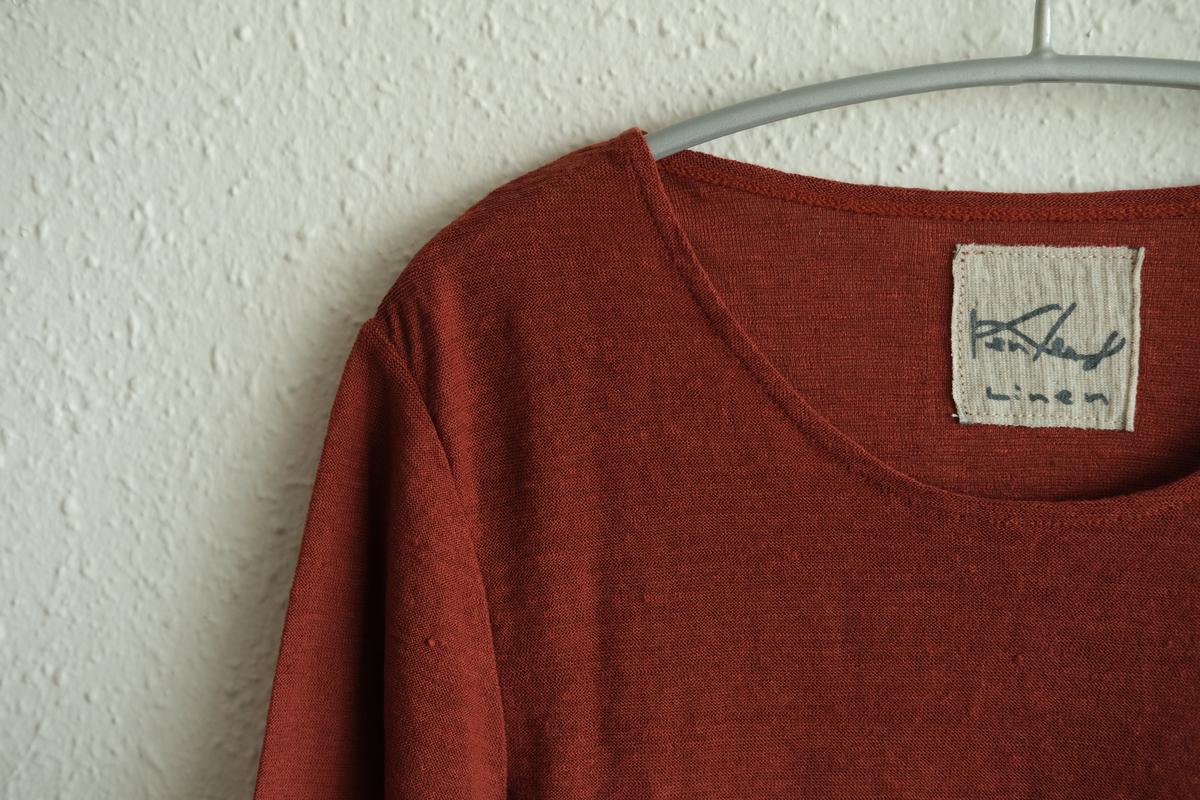 リネンコットンアンダーウェア7分袖｜レディース｜コッパーレッド