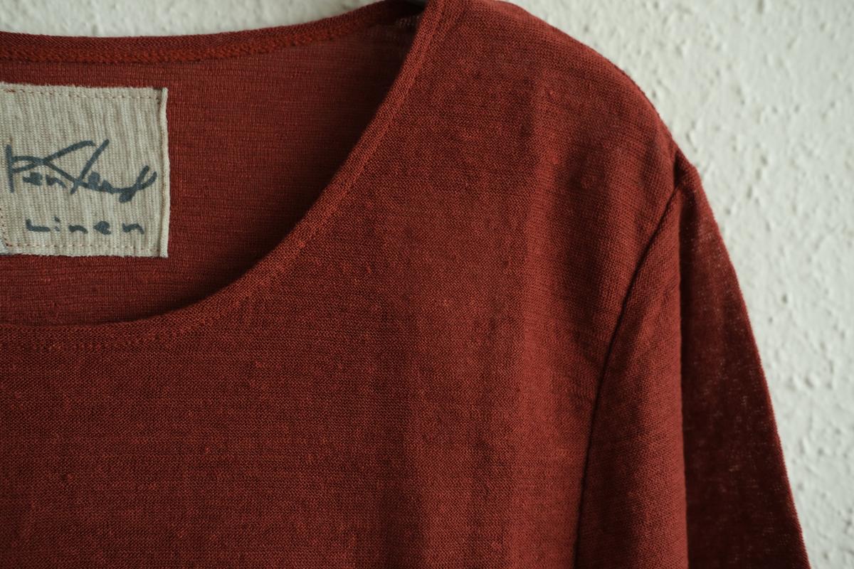 リネンコットンアンダーウェア7分袖｜レディース｜コッパーレッド