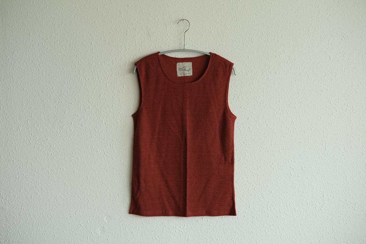 リネンコットンアンダーウェア ノースリーブ｜レディース｜コッパーレッド