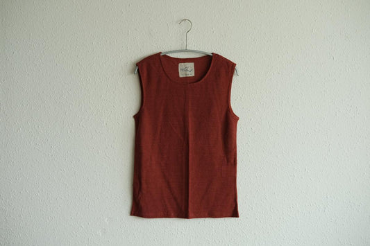 リネンコットンアンダーウェア ノースリーブ｜レディース｜コッパーレッド