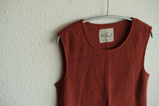 リネンコットンアンダーウェア ノースリーブ｜レディース｜コッパーレッド