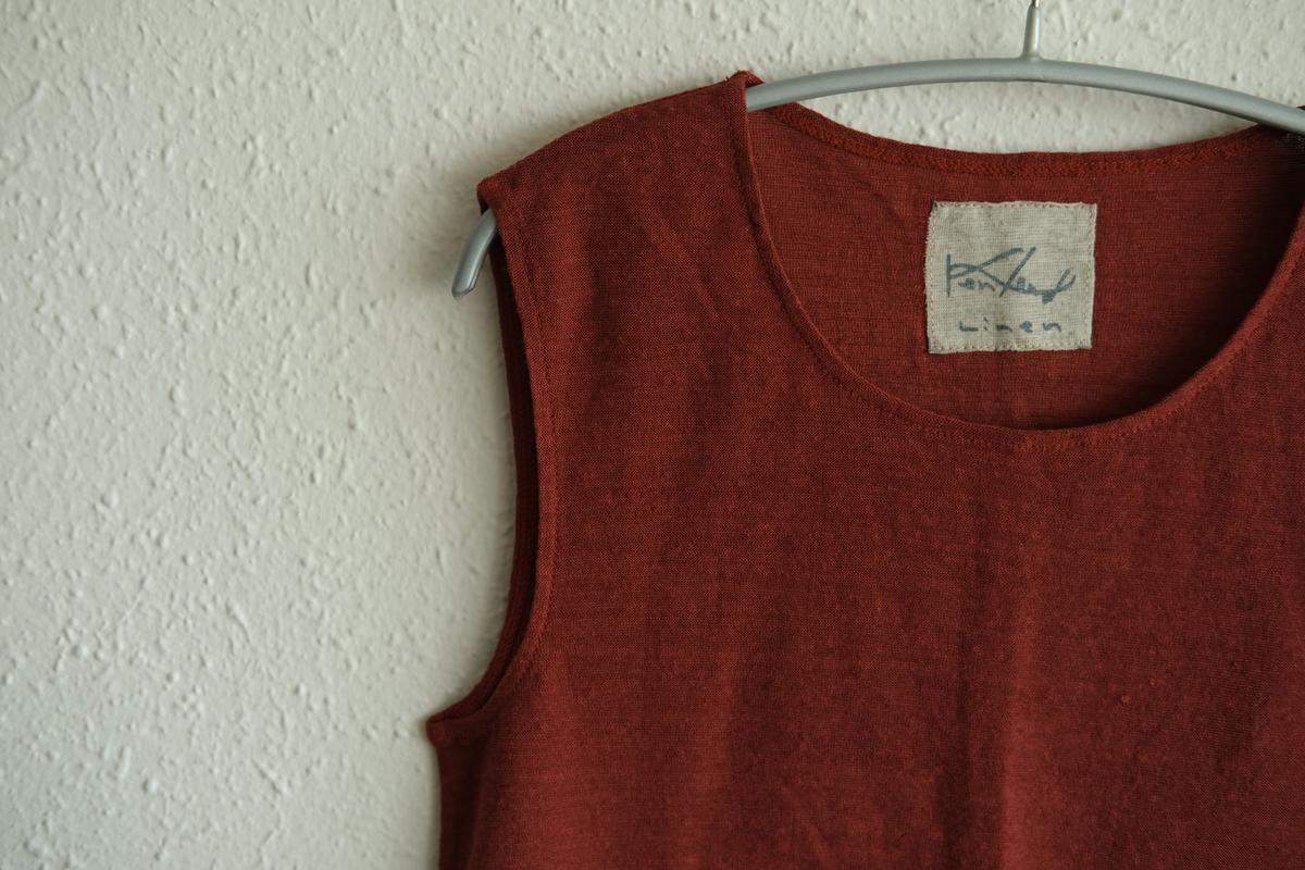 リネンコットンアンダーウェア ノースリーブ｜レディース｜コッパーレッド