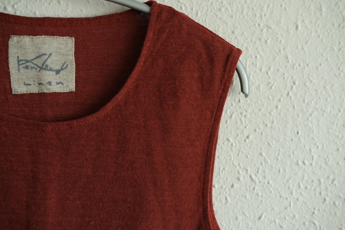 リネンコットンアンダーウェア ノースリーブ｜レディース｜コッパーレッド