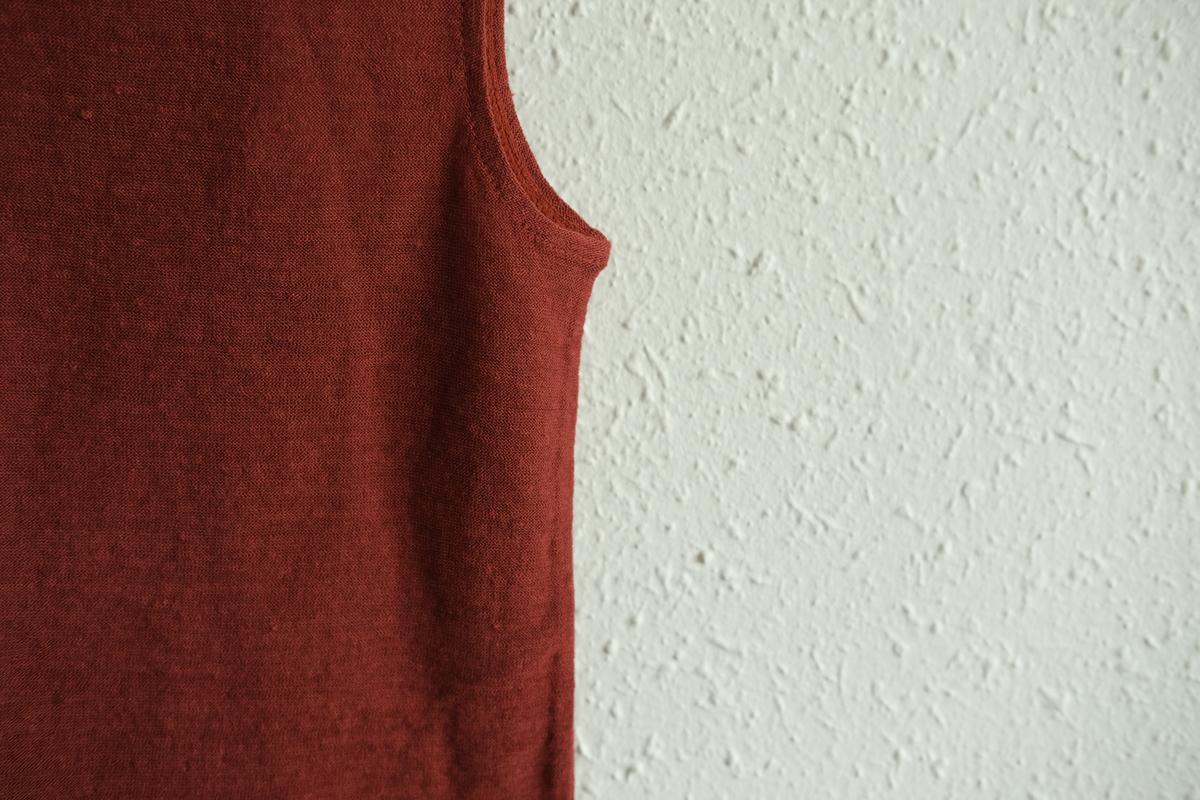 リネンコットンアンダーウェア ノースリーブ｜レディース｜コッパーレッド
