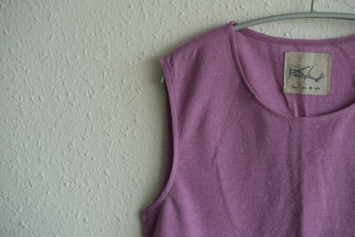 リネンコットンアンダーウェア ノースリーブ｜レディース｜モーブ