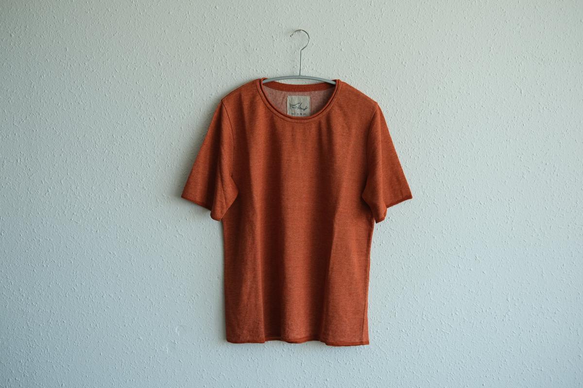 リネンキュプラ半袖プルオーバー｜レディース｜ヒイロオレンジ