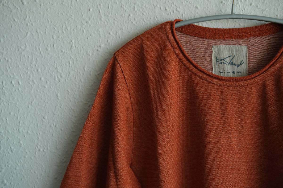 リネンキュプラ半袖プルオーバー｜レディース｜ヒイロオレンジ