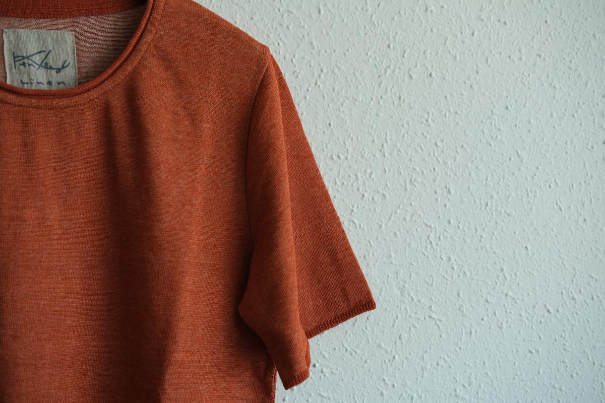 リネンキュプラ半袖プルオーバー｜レディース｜ヒイロオレンジ