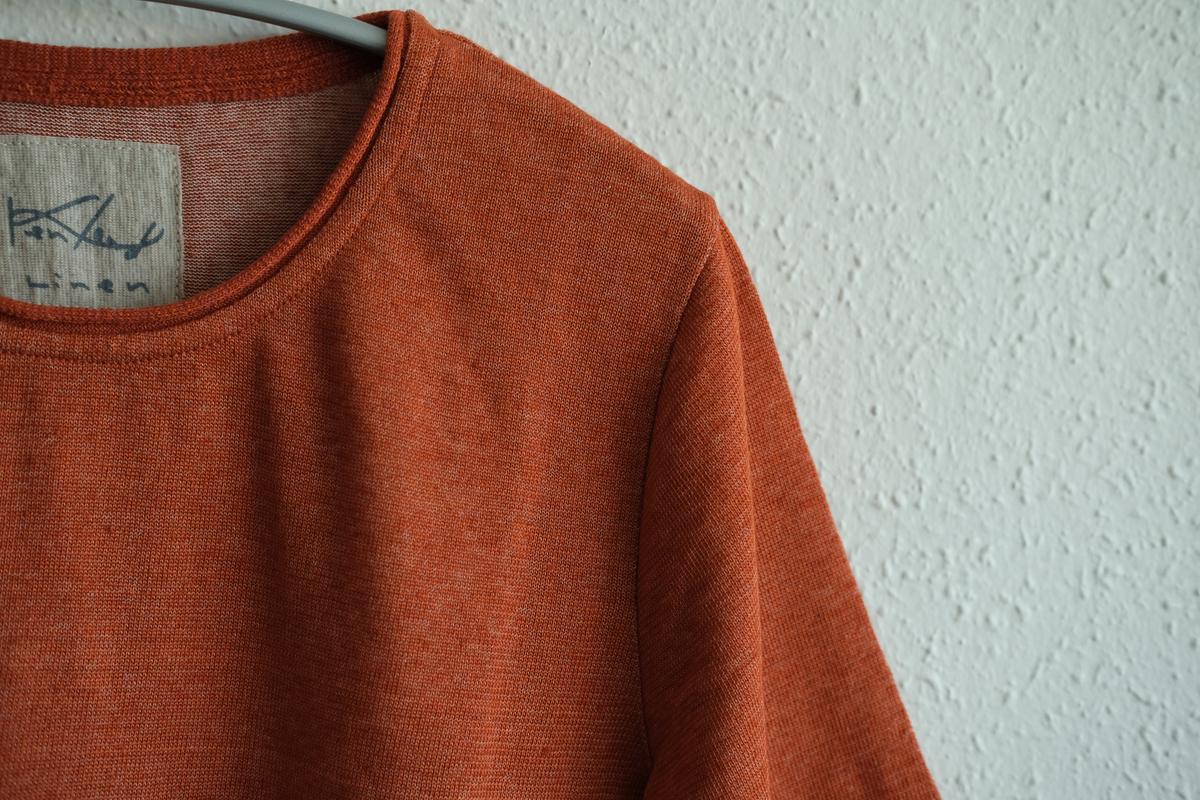 リネンキュプラ半袖プルオーバー｜レディース｜ヒイロオレンジ