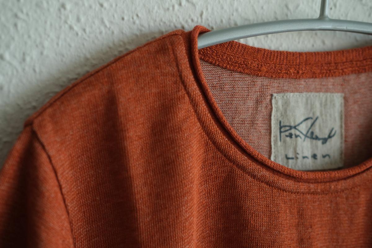 リネンキュプラ半袖プルオーバー｜レディース｜ヒイロオレンジ