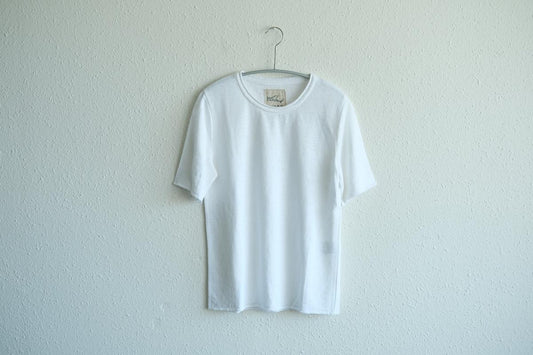 リネンキュプラ半袖プルオーバー｜レディース｜白