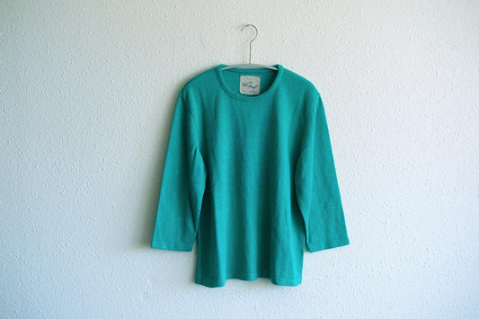 リネンニット 7分袖プルオーバー｜レディース｜ショットグリーン