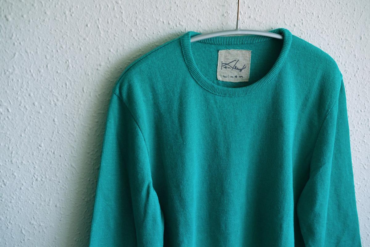 リネンニット 7分袖プルオーバー｜レディース｜ショットグリーン