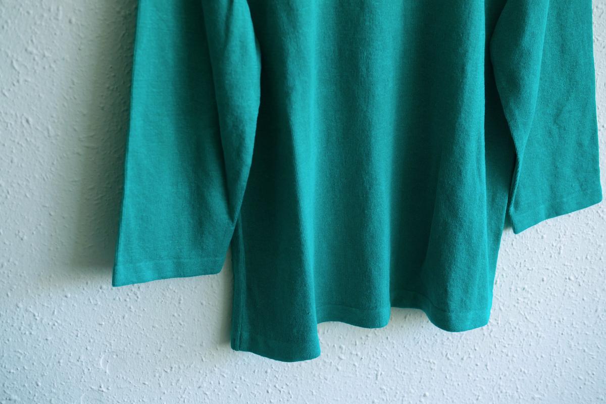 リネンニット 7分袖プルオーバー｜レディース｜ショットグリーン