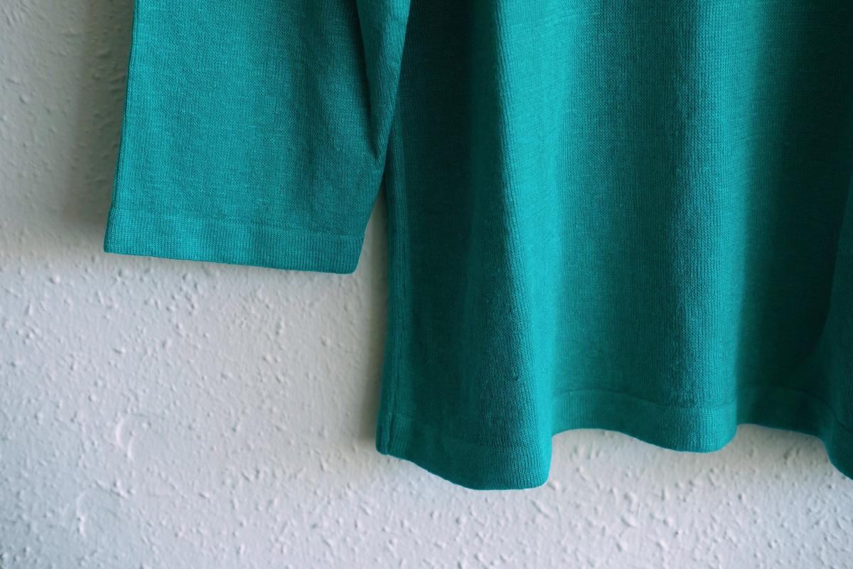 リネンニット 7分袖プルオーバー｜レディース｜ショットグリーン