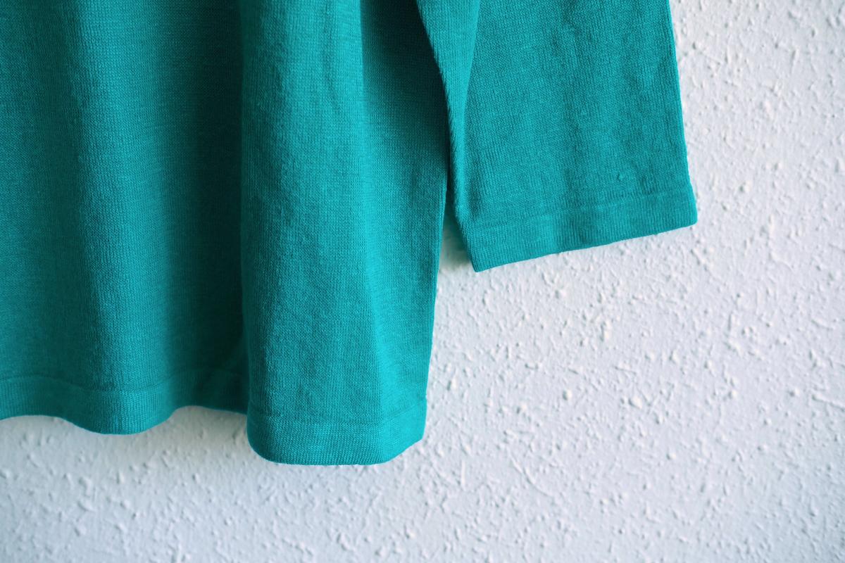 リネンニット 7分袖プルオーバー｜レディース｜ショットグリーン