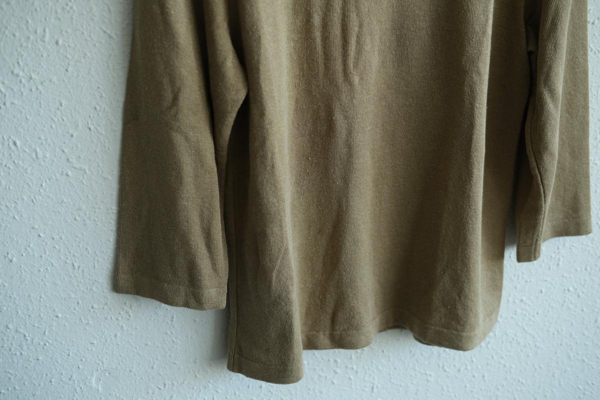 リネンニット 7分袖プルオーバー｜レディース｜白茶