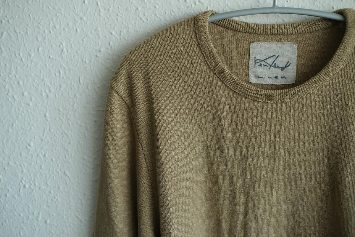 リネンニット 7分袖プルオーバー｜レディース｜白茶