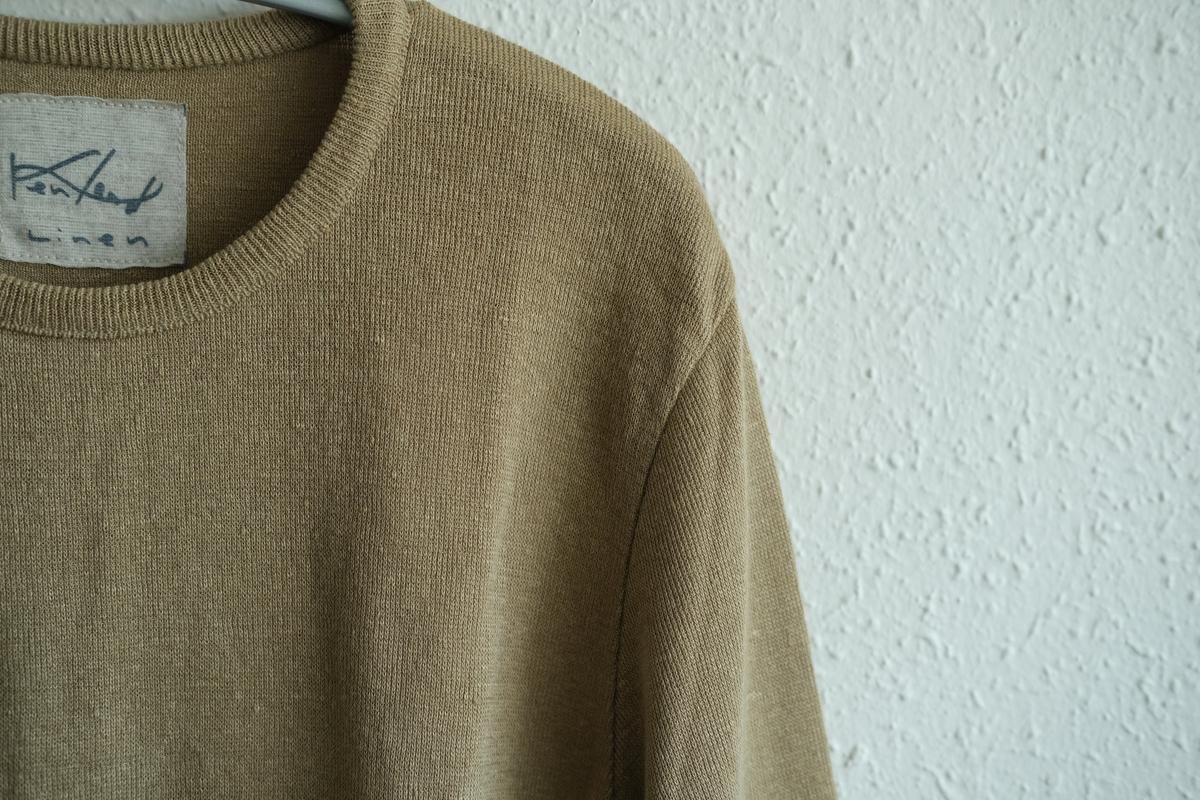 リネンニット 7分袖プルオーバー｜レディース｜白茶