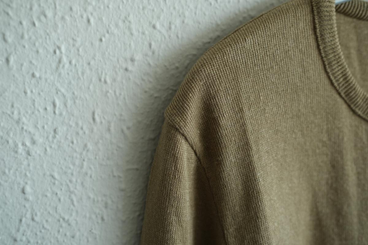 リネンニット 7分袖プルオーバー｜レディース｜白茶