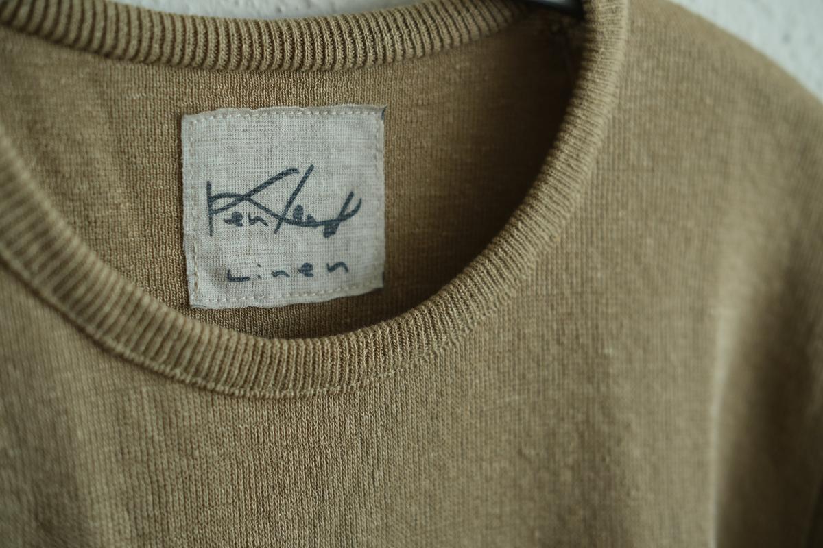 リネンニット 7分袖プルオーバー｜レディース｜白茶