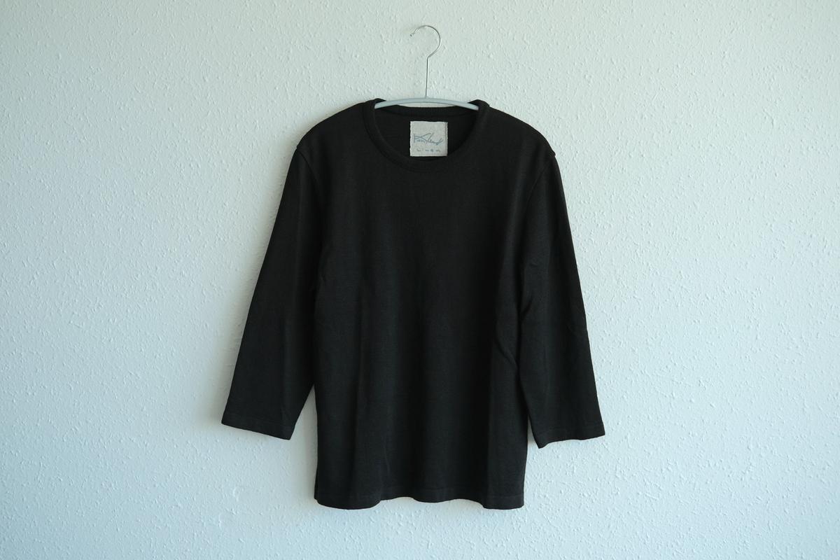 リネンニット 7分袖プルオーバー｜レディース｜黒