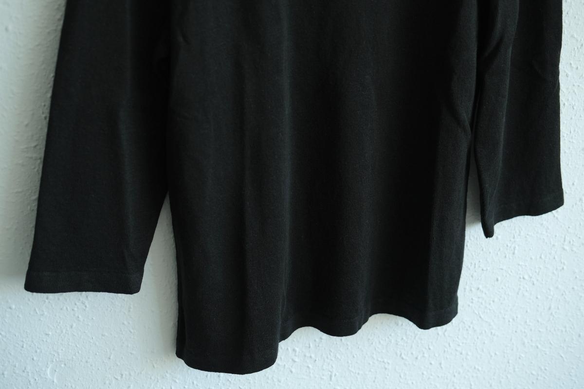 リネンニット 7分袖プルオーバー｜レディース｜黒