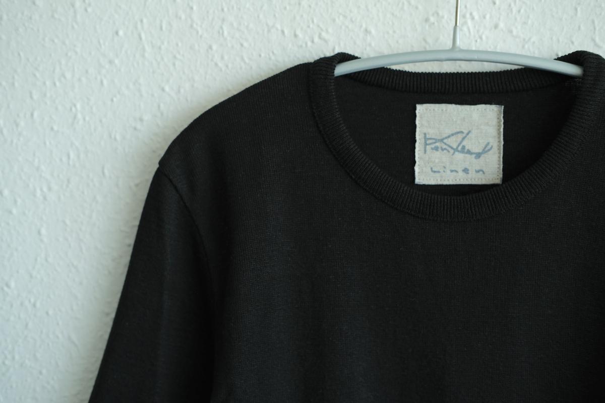 リネンニット 7分袖プルオーバー｜レディース｜黒