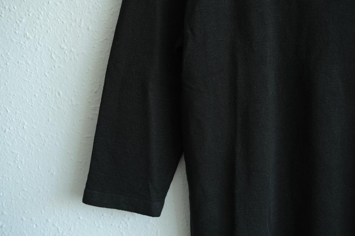 リネンニット 7分袖プルオーバー｜レディース｜黒