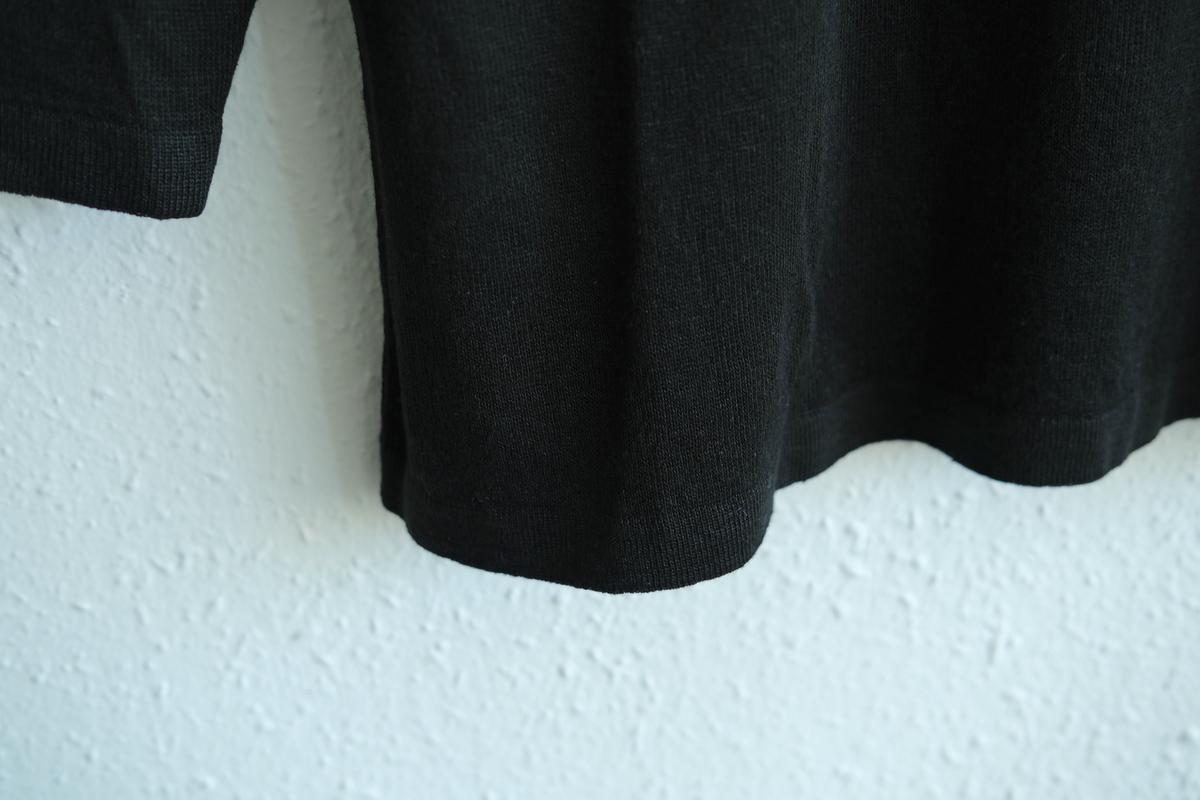 リネンニット 7分袖プルオーバー｜レディース｜黒