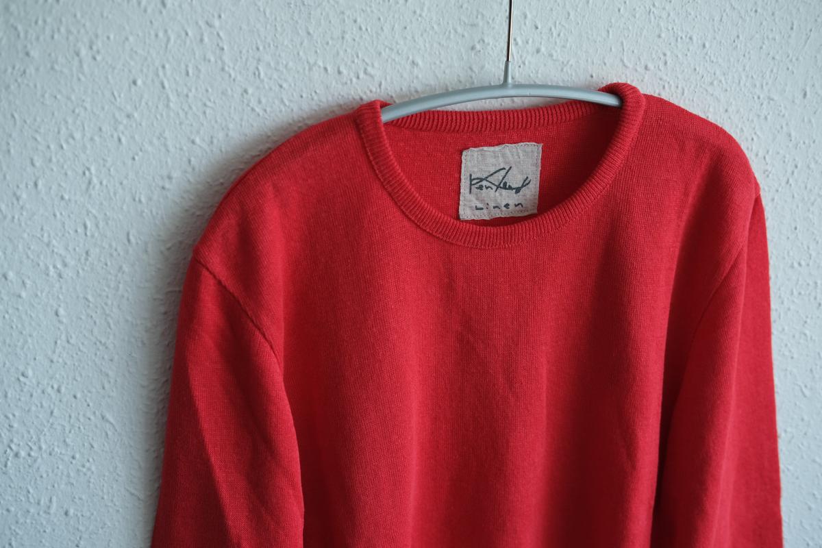 リネンニット 7分袖プルオーバー｜レディース｜スカーレット