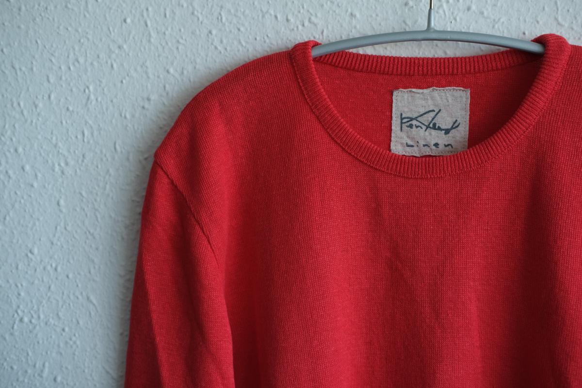 リネンニット 7分袖プルオーバー｜レディース｜スカーレット