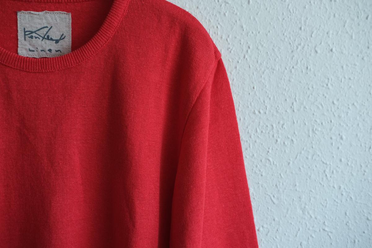 リネンニット 7分袖プルオーバー｜レディース｜スカーレット