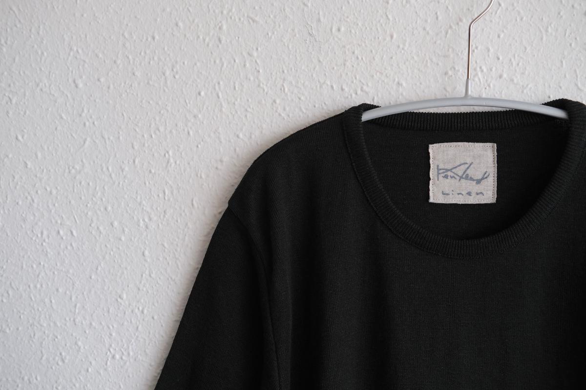 リネンニット半袖プルオーバー｜ユニセックス｜黒