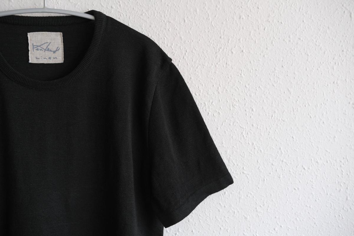 リネンニット半袖プルオーバー｜ユニセックス｜黒
