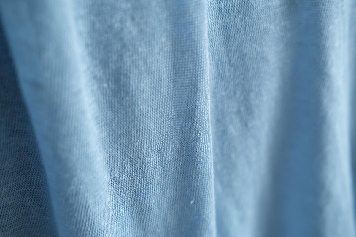 リネンニット 長袖二重プルオーバー｜レディース｜アクアブルー