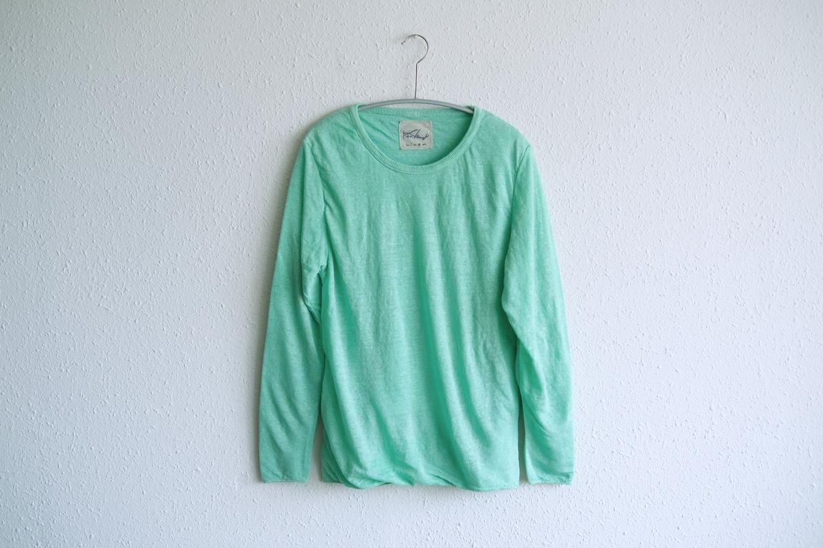 リネンニット 長袖二重プルオーバー｜レディース｜ミント